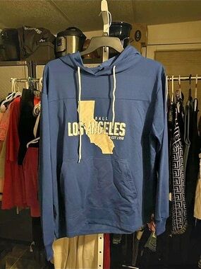 Los Angeles 17 Graphic Hoodie in Blue New Without Tags